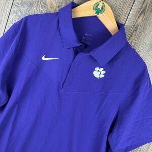 Nike Clemson Tigers Sideline Short Sleeve UV Football Polo Mens Large Purple